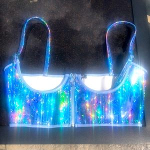 Horoscopez Holographic Underboob Corset Top